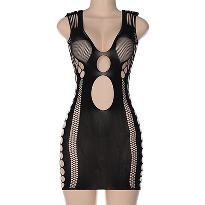 OEM European American Summer Polyester Sexy Hot Spicy Grid Dress