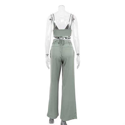 OEM Summer Women'S Exposed Umbilical Camsy Tops High Waist Wide Leg Pants